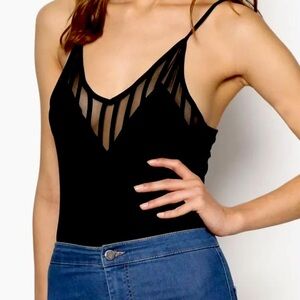 TopShop - Black Velour Bodysuit with Sheer details